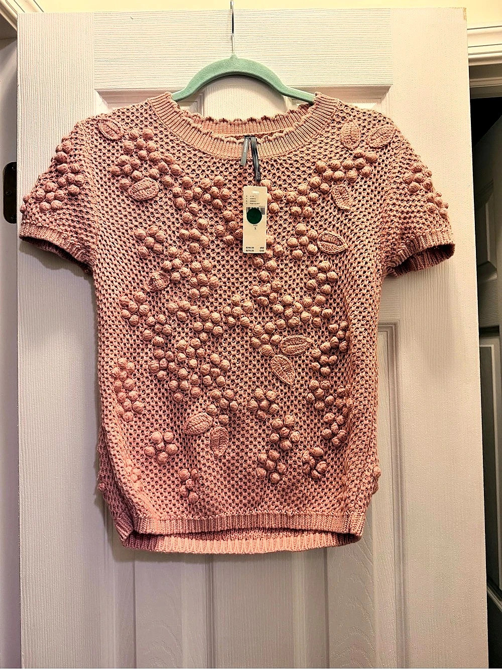 Anthropologie Textured Knit Sweater in Pink Size Small